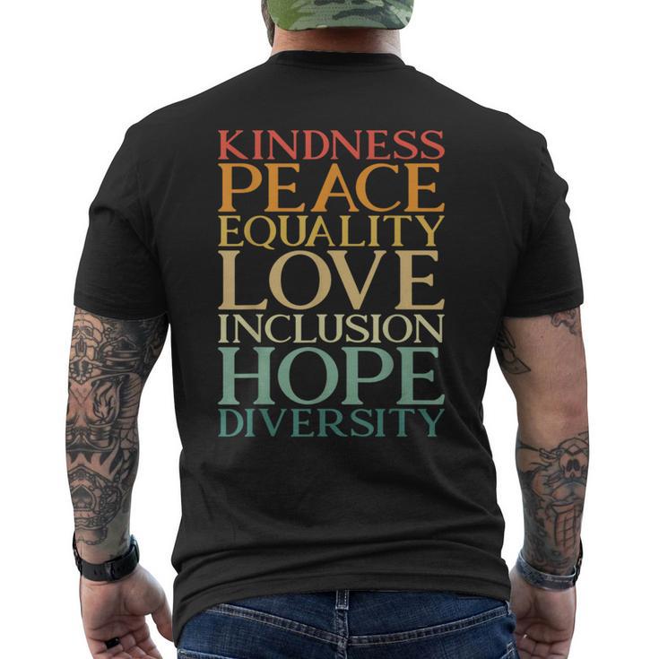 Peace Love Diversity Inclusion Equality Human Rights Men's T-shirt Back Print