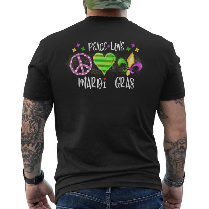 Peace Love Mardi Gras Purple And Gold New Orleans Festival Men's T-shirt Back Print