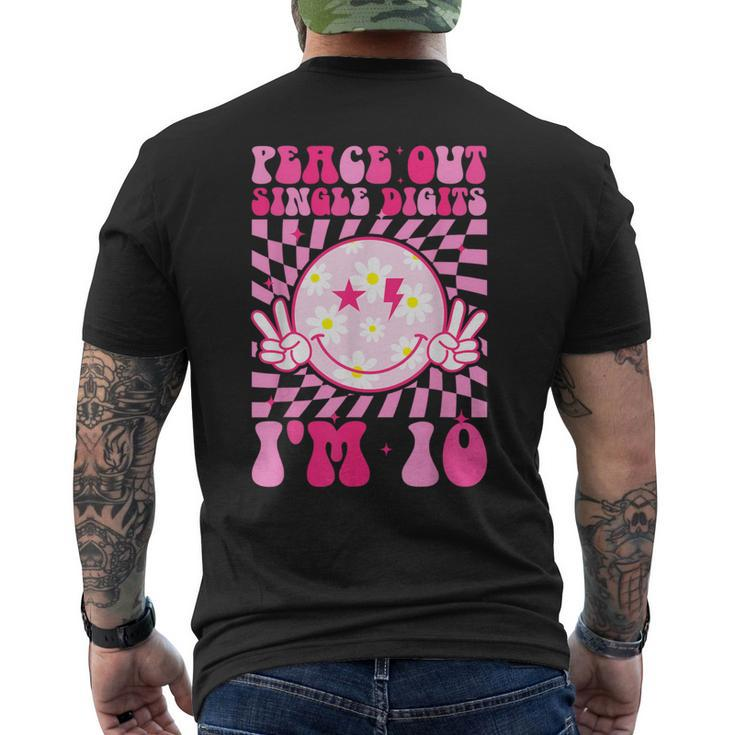 Peace Single Digits I'm 10 Smile Face For Birthday Girls Men's T-shirt Back Print
