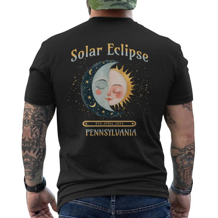 Pennsylvania Total Solar Eclipse 2024 Souvenir Retro Men's T-shirt Back Print