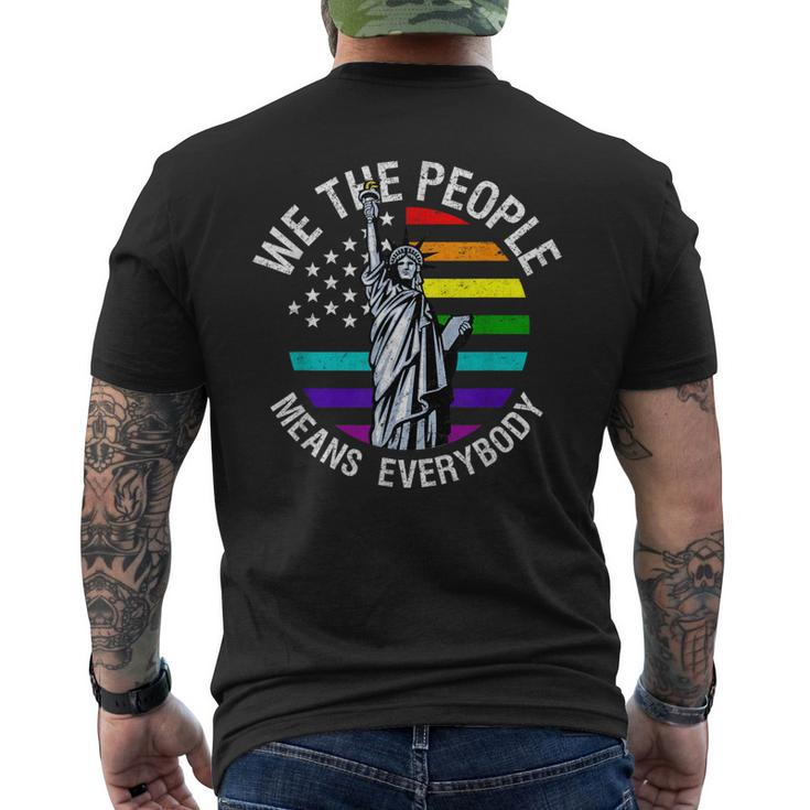 We The People Means Everyone Vintage Lgbt Gay Pride Flag Men's T-shirt Back Print