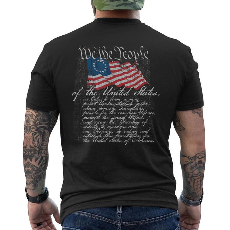 We The People US Constitution With Betsy Ross Flag Men's T-shirt Back Print