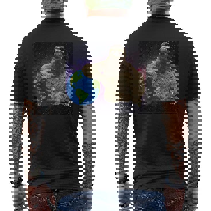 Perezoso En El Espacio Apoyado En El Planeta Tierra Camiseta Hombre Estampado Espalda