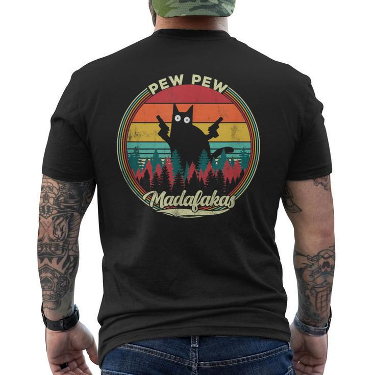 Pew Pew Madafakas Retro Crazy Cat Men's T-shirt Back Print