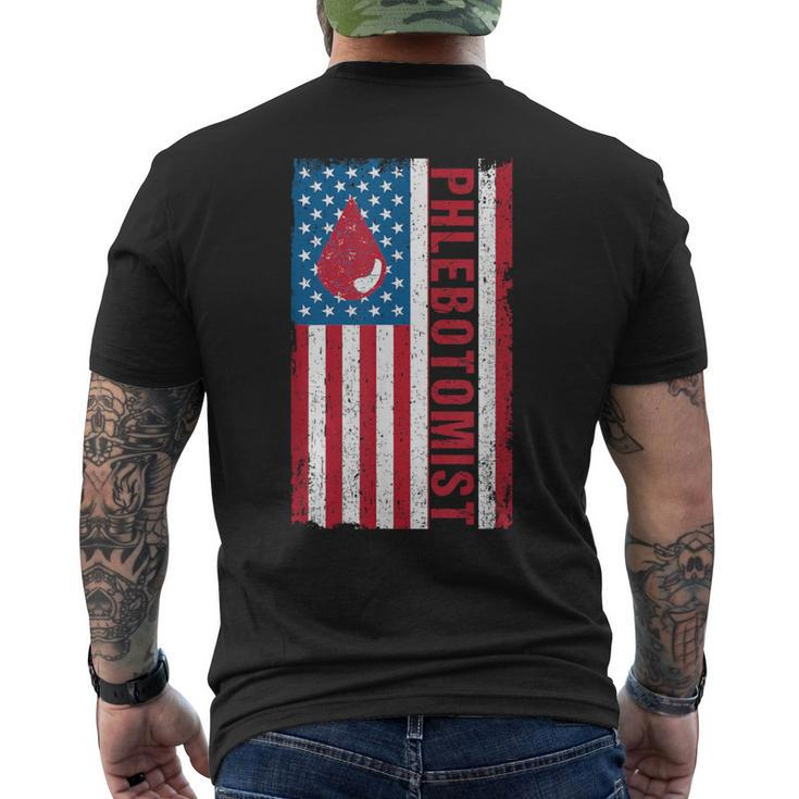 Phlebotomist Blood Donor American Flag Usa Phlebotomy Men's T-shirt Back Print