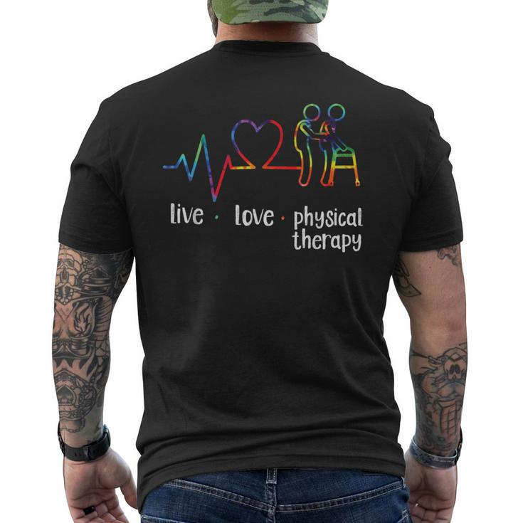 Physical Therapist Therapy Assistant Tie Dye Heartbeat Heart Men's T-shirt Back Print