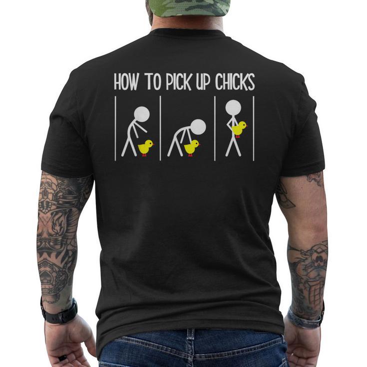 How To Pick Up Chicks Hilarious Graphic Sarcastic Men's T-shirt Back Print