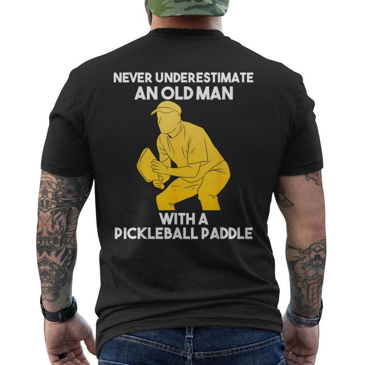 Pickleball Never Underestimate Old Man Grandpa Grandfather Men's T-shirt Back Print