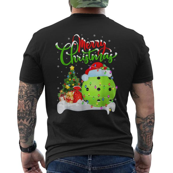 Pickleball Xmas Reindeer Santa Hat Pickleball Christmas 2022 Mens Back Print T-shirt