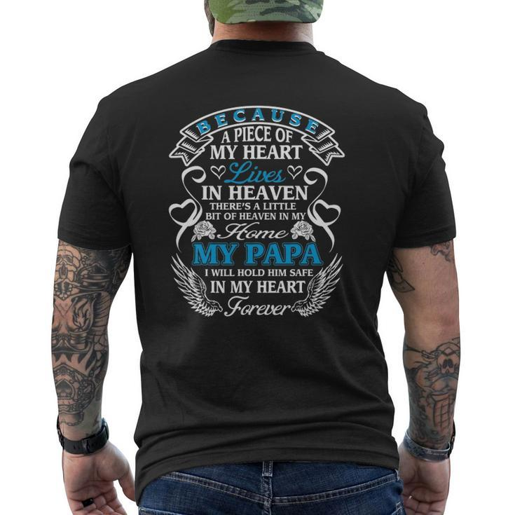 Because Piece Of My Heart Lives In Heaven Papa Mens Back Print T-shirt