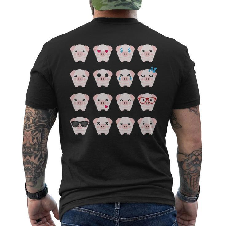 Many Pig Face Emotions Cute Pig Lover Men's T-shirt Back Print