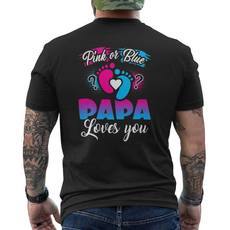 Pink Or Blue Papa Loves You Baby Gender Reveal Mens Back Print T-shirt