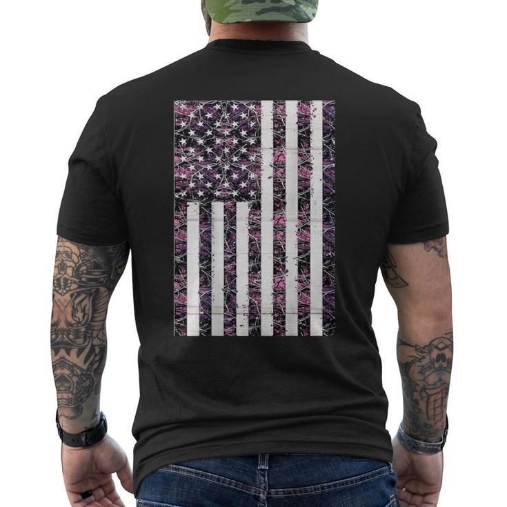 Pink Deer Hunting Camo Camouflage American Flag Back Print Men's T-shirt Back Print