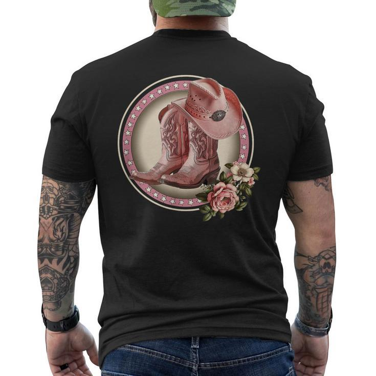 Pinks & Boots Vintage Cowboy Boots Cowgirl Hat Western Men's T-shirt Back Print
