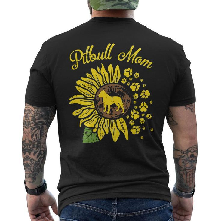 Pitbull Mom Sunflower Paw Pittie Dog Owner Mama Women Gif Men's T-shirt Back Print