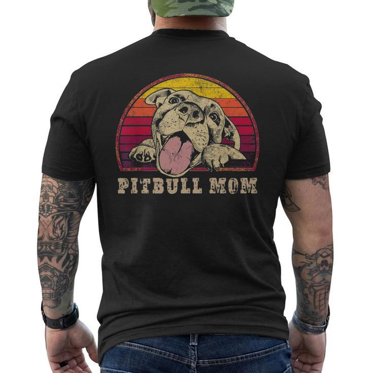 Pitbull Mom  Vintage Smiling Pitbull Sunset  Pbt Men's T-shirt Back Print
