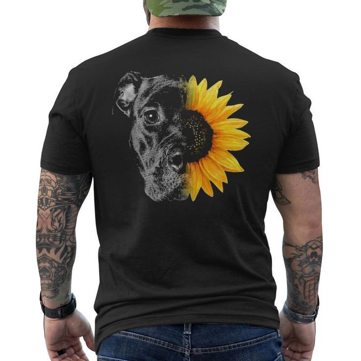 My Pitbull Is A Sunflower She's A Sunshine Hippie Sunflower Men's T-shirt Back Print