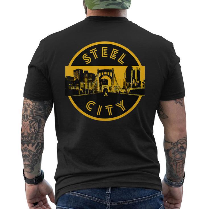 Pittsburgh Sl City Retro Skyline Bridge Pride Men's T-shirt Back Print