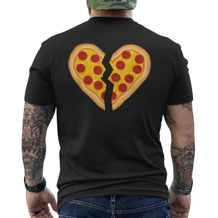 Pizza Broken Heart Pepperoni Slice Heartbreak Men's T-shirt Back Print