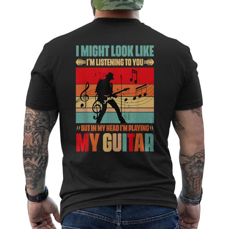 Play Guitar Vintage Music Graphic For Guitarists Men's T-shirt Back Print