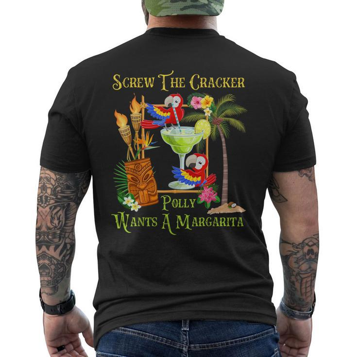 Polly Wants A Margarita Tropical Vacation Parrot Group Men's T-shirt Back Print