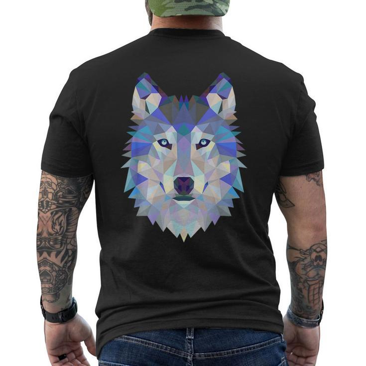 Polygonal Wolf Geometry Vector Animal Men's T-shirt Back Print