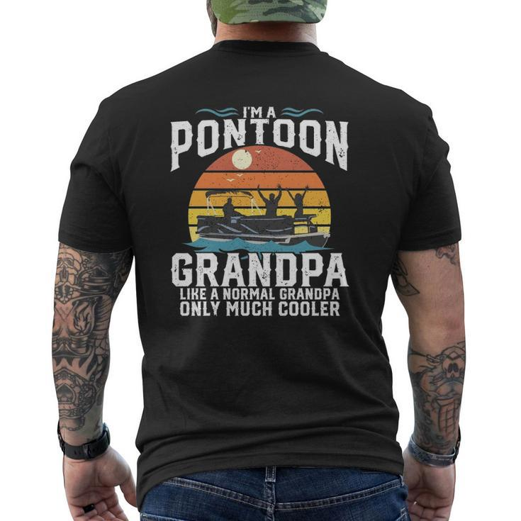 Pontoon Grandpa Captain Retro Boating Father's Day Mens Back Print T-shirt