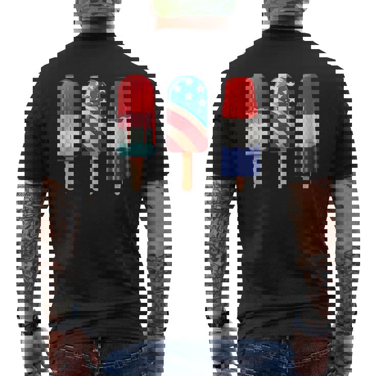 Popsicle Us American 4Th Of July Popsicle Red White & Blue Men's T-shirt Back Print
