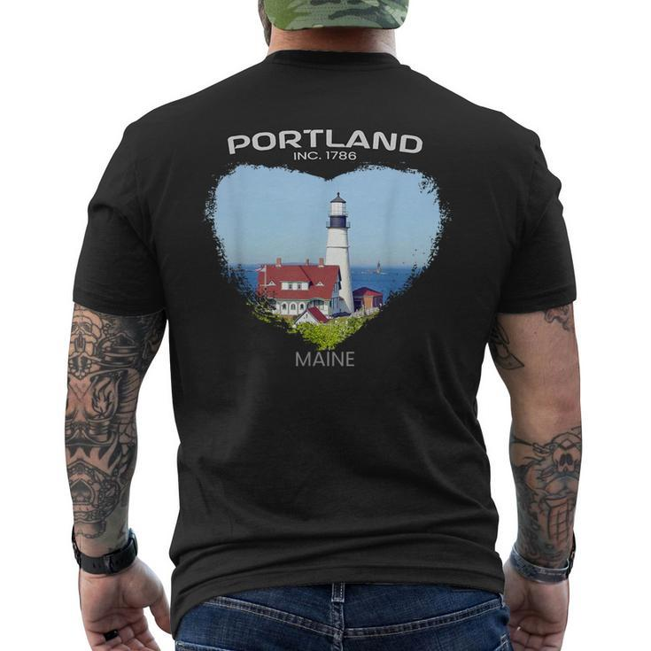 Portland Me Maine Portland Head Light Fort Williams Park Men's T-shirt Back Print