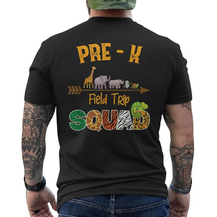 Pre-K Zoo Field Trip Squad Jungle Safari Animal Lover Team Men's T-shirt Back Print
