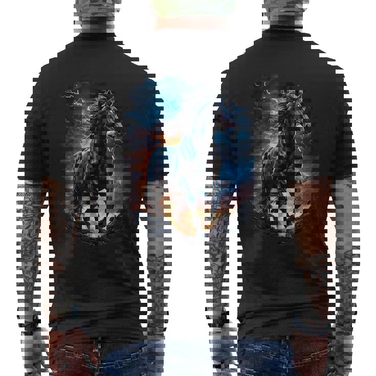 Precioso Caballo Con Cielo Relámpago Caballo Camiseta Hombre Estampado Espalda