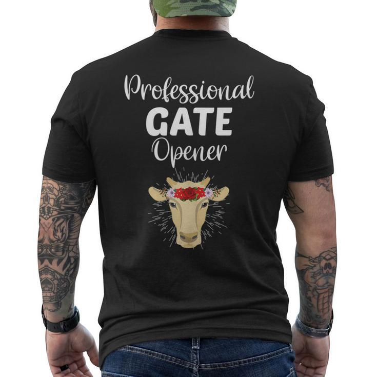 Professional Gate Opener Cow Lover Heifer Joke Men's T-shirt Back Print