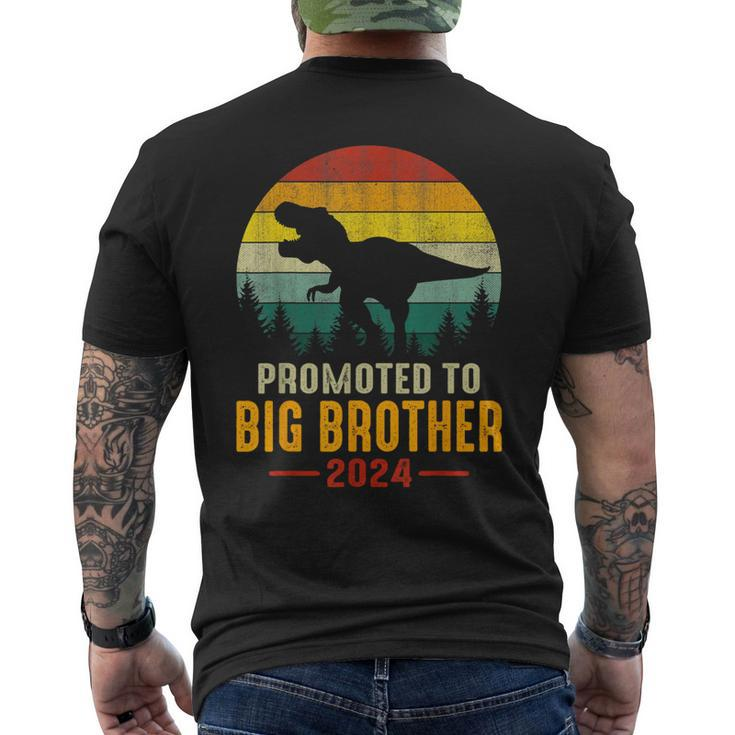 Promoted To Big Brother 2024 Dinosaur Family Matching T-Rex Men's T-shirt Back Print