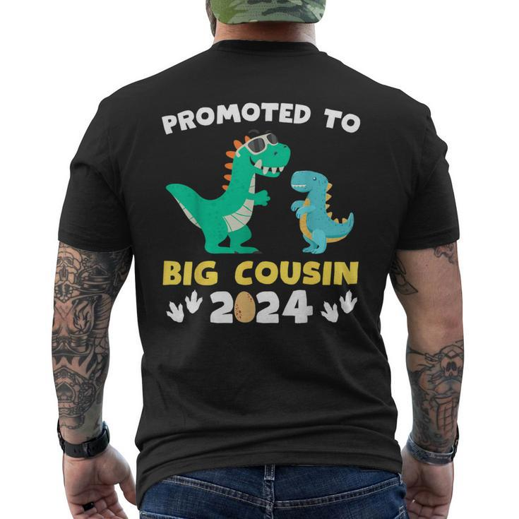 Promoted To Big Cousin 2024 Dinosaur T-Rex Pregnancy Reveal Men's T-shirt Back Print
