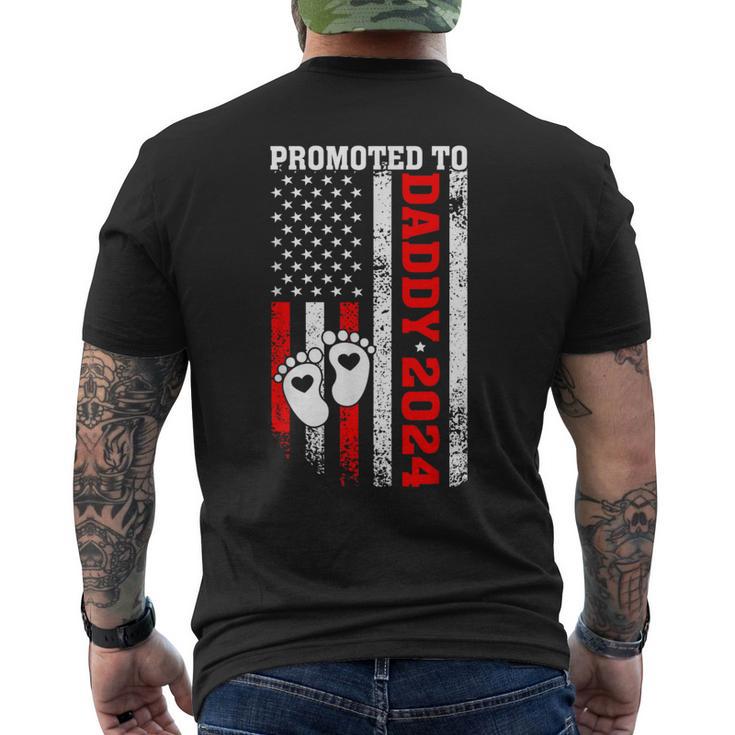 Promoted To Daddy 2024 Us American Flag New Dad First Time Men's T-shirt Back Print