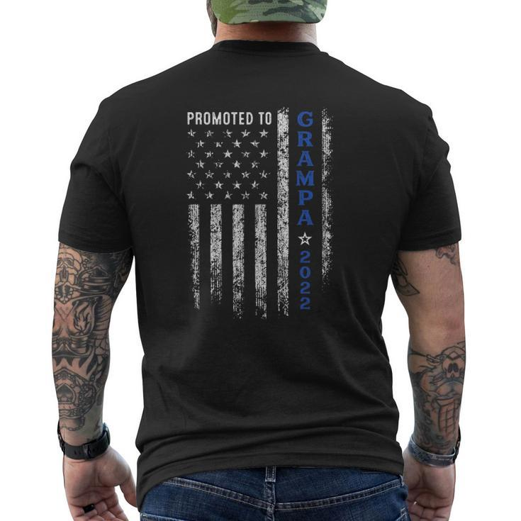 Promoted To Grampa Est 2022 Thin Blue Line American Grandpa Mens Back Print T-shirt