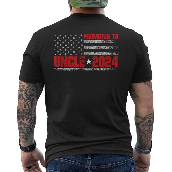 Promoted To Uncle Est 2024 American Flag First Time Uncle Men's T-shirt Back Print