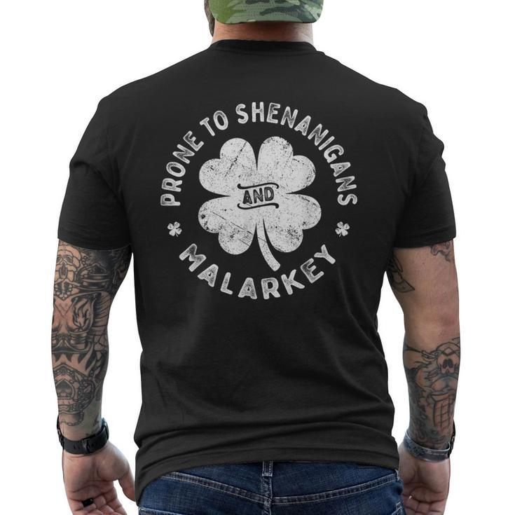 Prone To Shenanigans And Malarkey St Patrick's Day Men's T-shirt Back Print