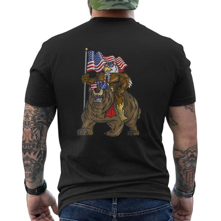 Proud American Bald Eagle Bear 4Th July Flag Christmas Mens Back Print T-shirt