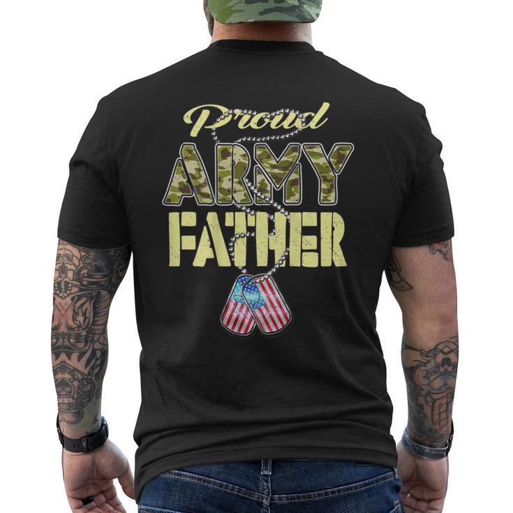 Proud Army Father Us Flag Camo Dog Tags Pride Military Dad Men's T-shirt Back Print