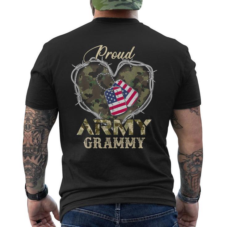 Proud Army Grammy With Heart American Flag For Veteran Men's T-shirt Back Print