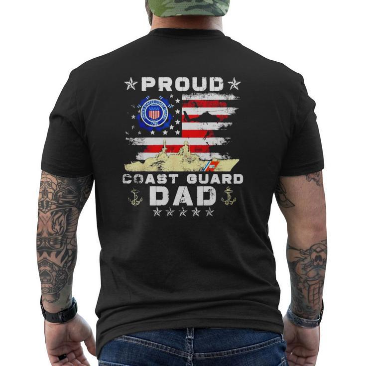 Proud Coast Guard Dad American Flag Mens Back Print T-shirt