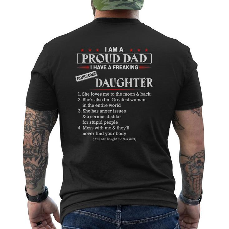 I Am A Proud Dad I Have A Freaking Awesome Daughter Mens Back Print T-shirt
