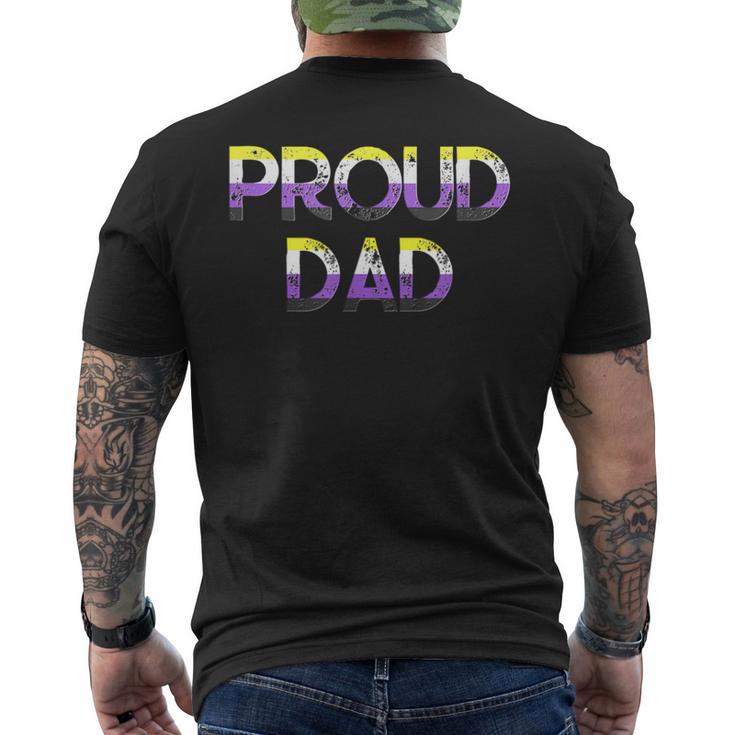 Proud Dad Nonbinary Pride Flag Lgbt Fathers Day Men's T-shirt Back Print