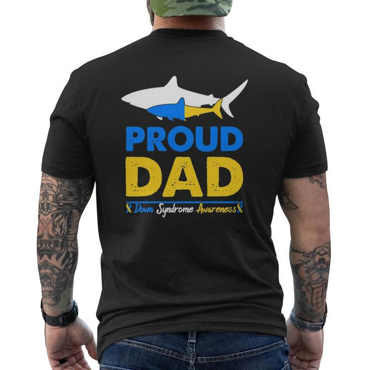 Proud Dad Papa World Down Syndrome Awareness Day Shark Mens Back Print T-shirt