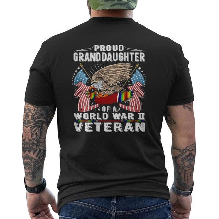 Proud Granddaughter Of A World War 2 Veteran Army Vet Family Mens Back Print T-shirt