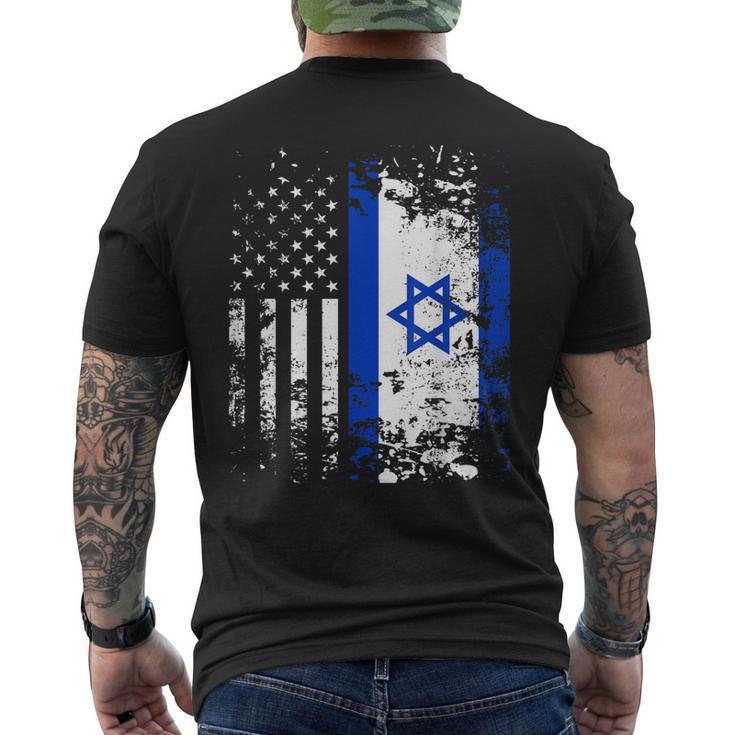 Proud Israeli Usa Flag Patriotic Pride American Israel Flag Mens Back Print T-shirt