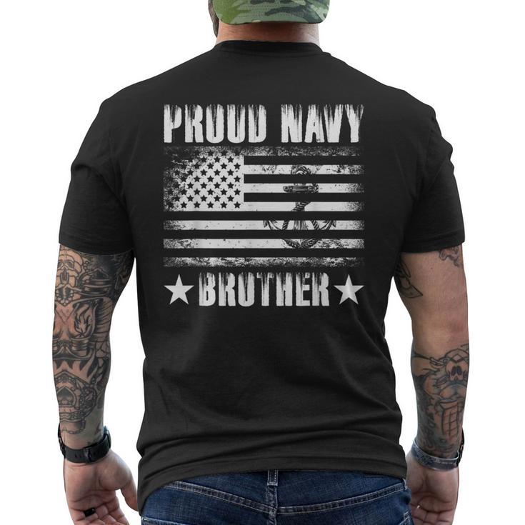 Proud Navy Brother Usa Flag Retro Vintage Military Proud Men's T-shirt Back Print