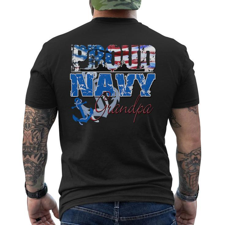 Proud Navy Grandpa Patriotic Sailor Grandparents Day Men's T-shirt Back Print