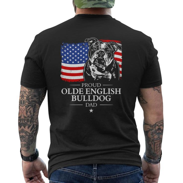 Proud Olde English Bulldog Dad American Flag Patriotic Dog Mens Back Print T-shirt